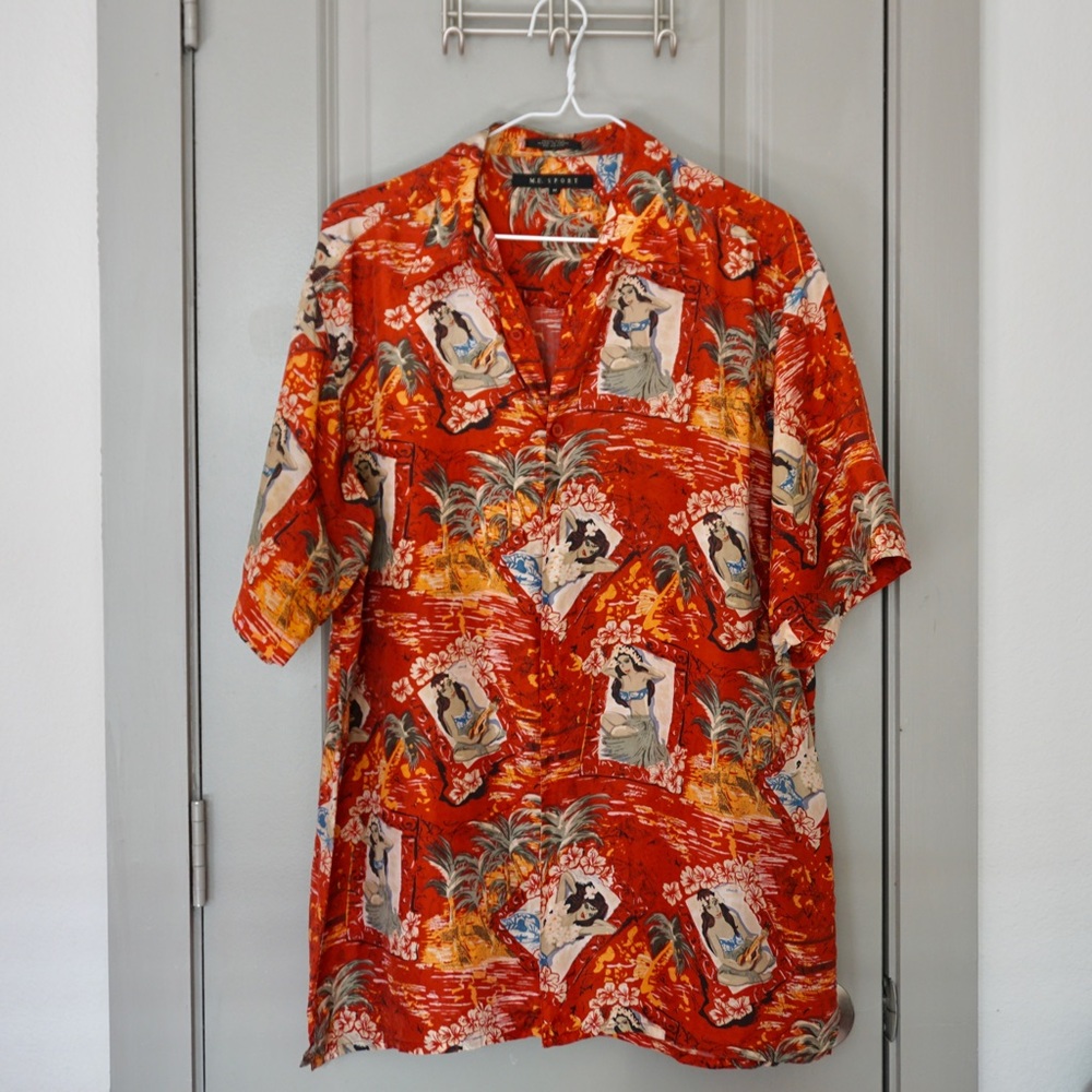 Red Beachy Hula Girl Hawaiian Shirt